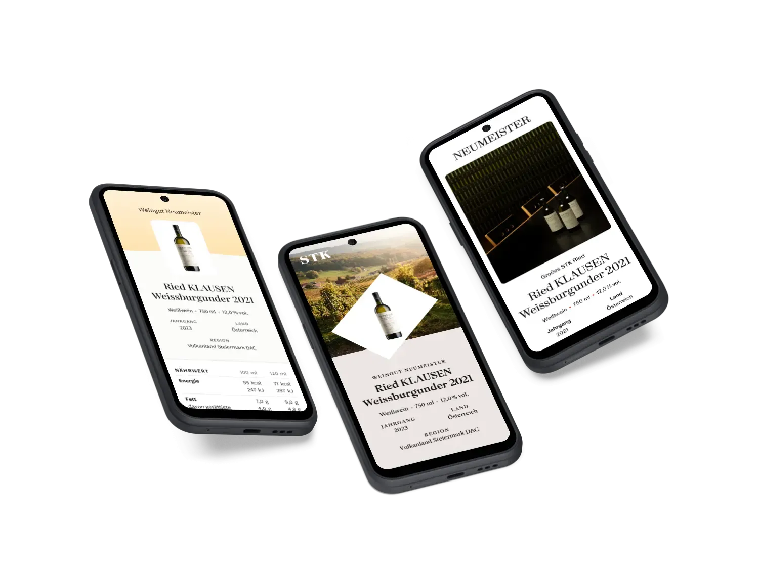 Glasswise e-labels in a custom winery design