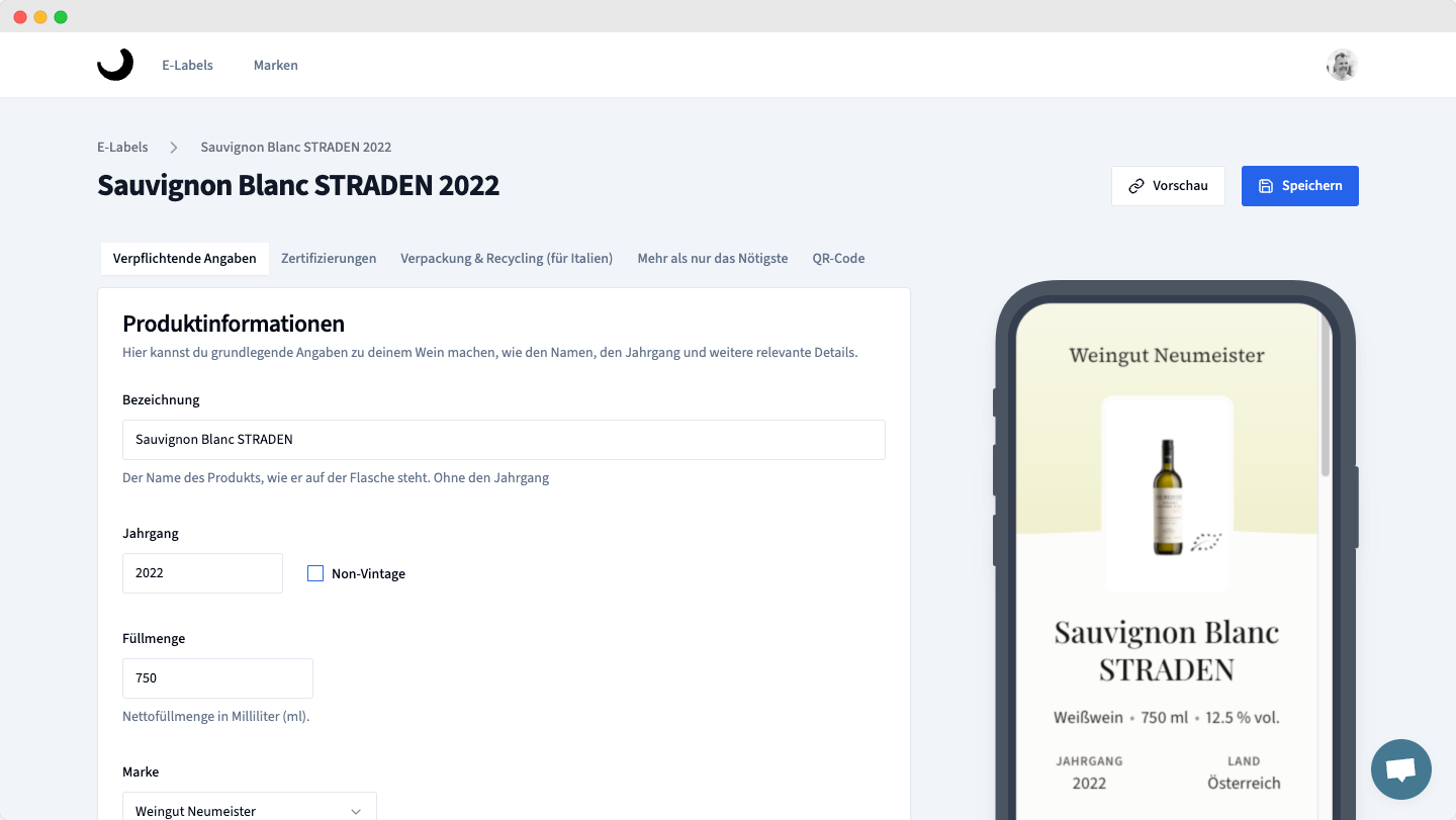 Glasswise e-label editor